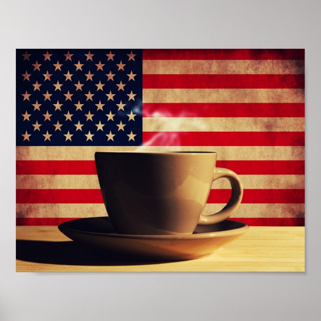 Kaffe med amerikansk flagga poster (Framsidan)