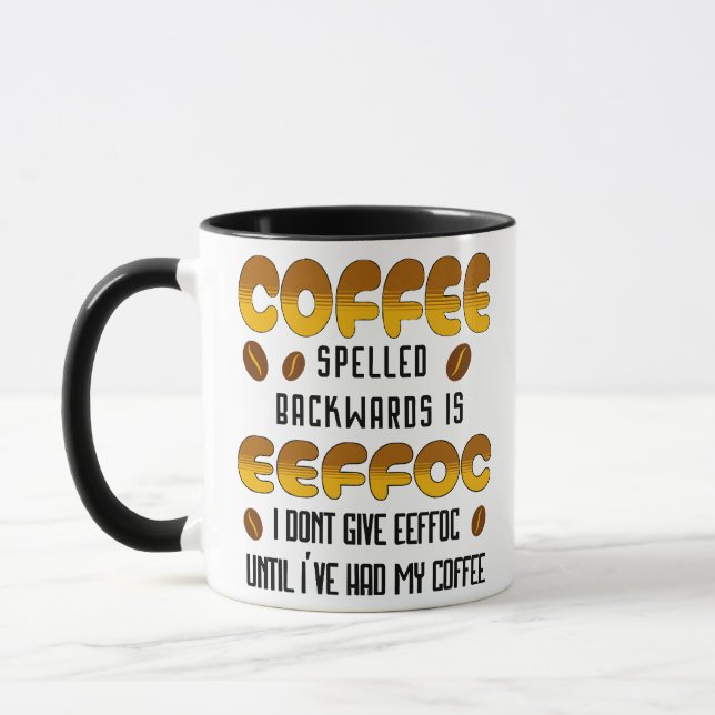 Kaffe med bakåtriktad kaffe älskare mugg (Vänster)