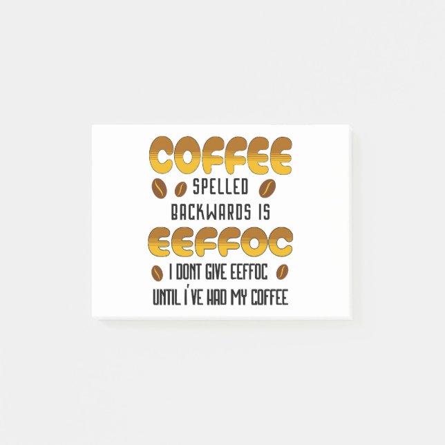 Kaffe med bakåtriktad kaffe älskare post-it block (Framsida)