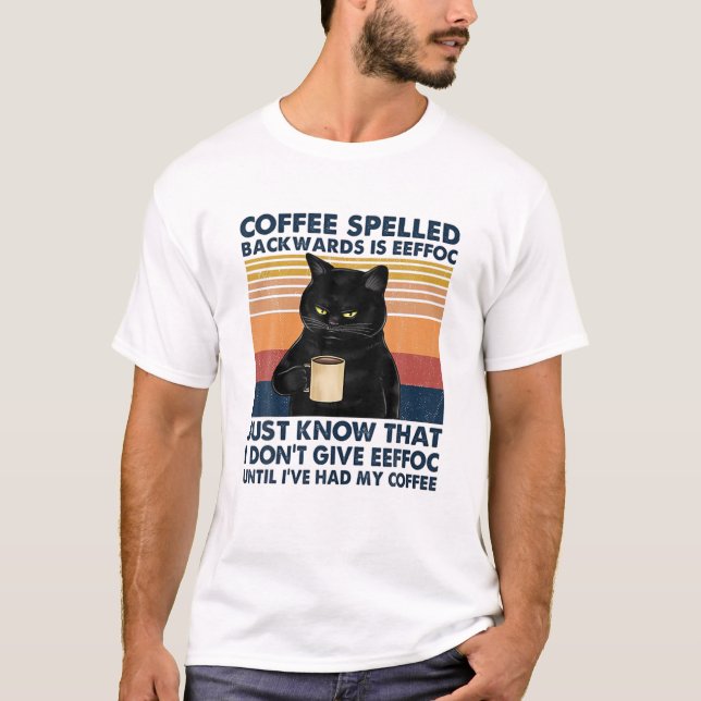 Kaffe med baksida är Eeffoc Blackcat Drinki T Shirt (Framsida)