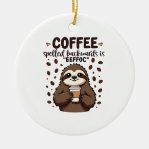 Kaffe med baksida är eeffoC Caffeine Sloth Julgransprydnad Keramik