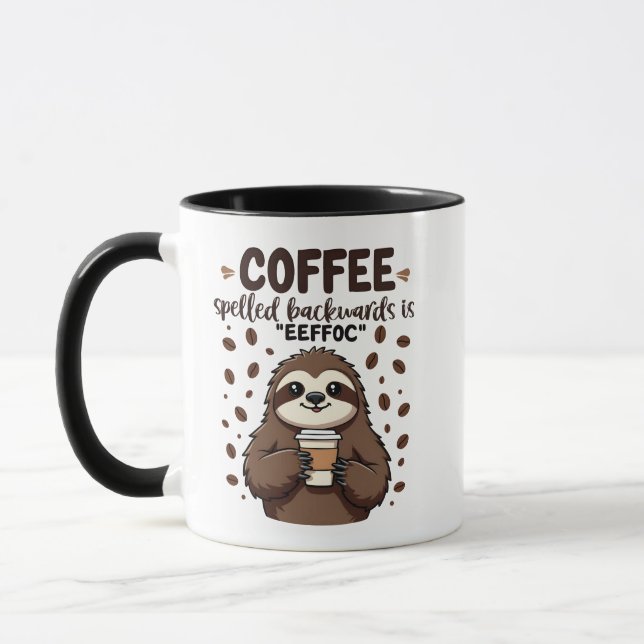 Kaffe med baksida är eeffoC Caffeine Sloth Mugg (Vänster)