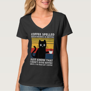 Kaffe med baksida är Eeffoc Funny Black Cat T Shirt