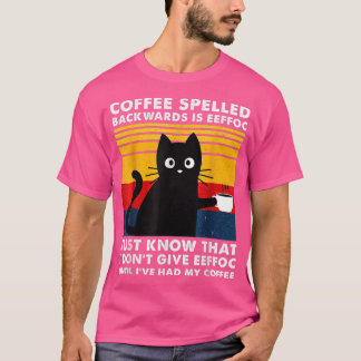 Kaffe med baksida är Eeffoc Mugg, Blackk Cat T Shirt