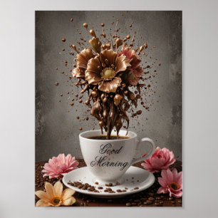 Kaffe med chokladblomma poster