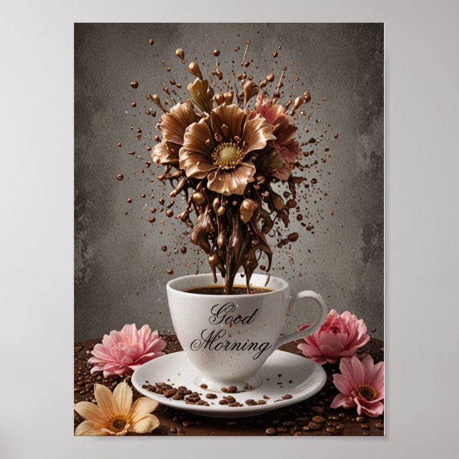 Kaffe med chokladblomma poster (Framsidan)