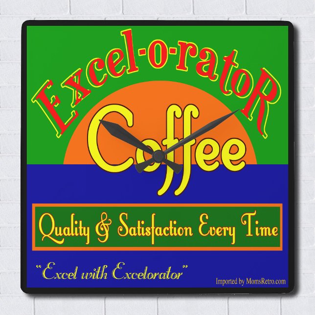 Kaffe med Excel-rator-skåp för nybörjare av Retro- Fyrkantig Klocka (Excel-o-rator Coffee Funny Retro Square Wall Clock)