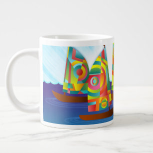 Kaffe med färglös segelbåt Mugg Jumbo Mugg
