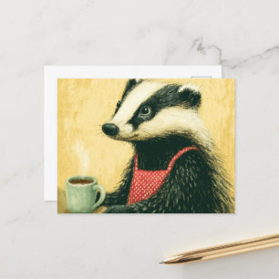 Kaffe med förtjusande fröken Grävling Vykort