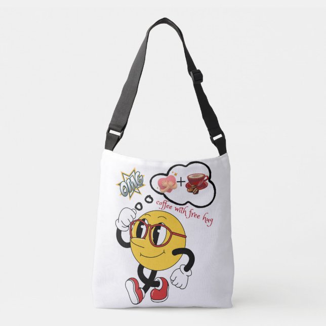 ☕ kaffe med fritt 🤗 | Cute Emoji Tote Bag Axelväska (Framsida)