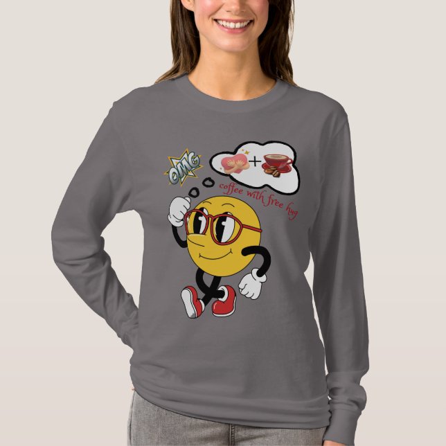 ☕ kaffe med fritt 🤗 | Cute Emoji Women's T Shirt (Framsida)