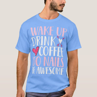 Kaffe med mat, naglar nagel-teknik t shirt