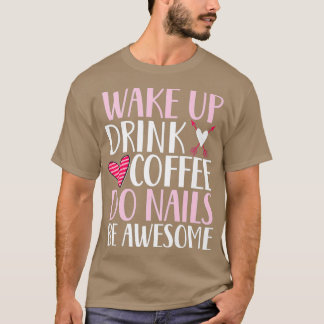 Kaffe med mat, naglar nagel-teknik t shirt