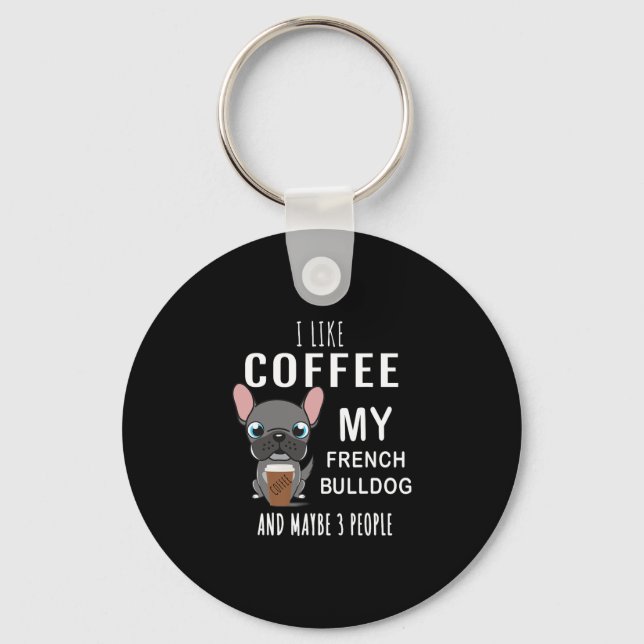 Kaffe med min vän bulldoggar  nyckelring (Framsida)