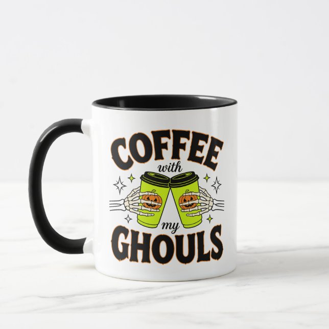 Kaffe med mina spöken Rolig Halloween för kaffefan Mugg (Vänster)