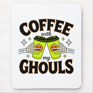 Kaffe med mina spöken Rolig Halloween för kaffefan Musmatta