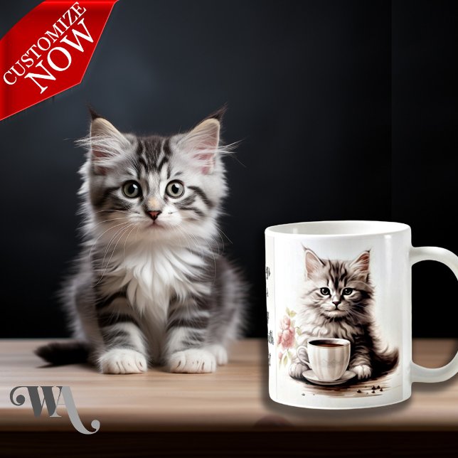 Kaffe med mitt katt kaffemugg (Easy to Personalize)