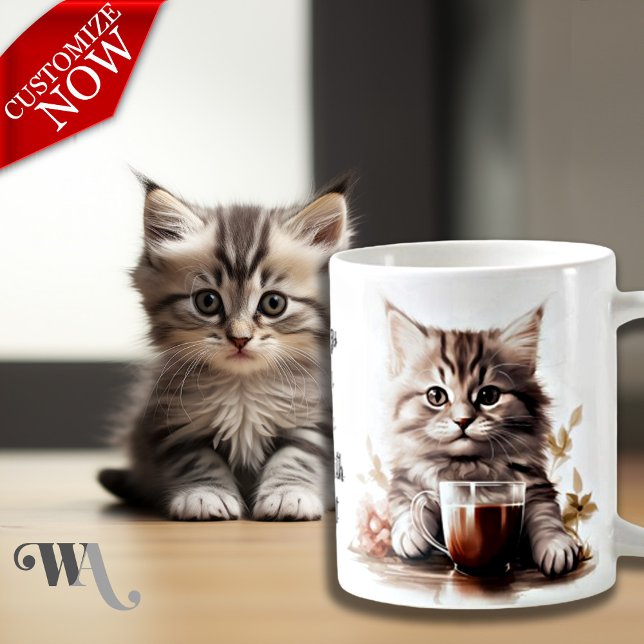 Kaffe med mitt katt kaffemugg (Easy to customize text )