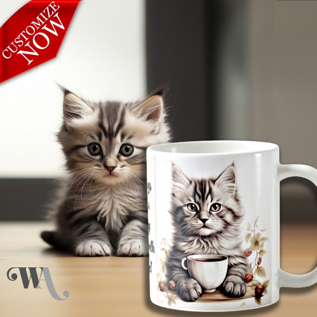 Kaffe med mitt katt kaffemugg (Easy to Customize text )