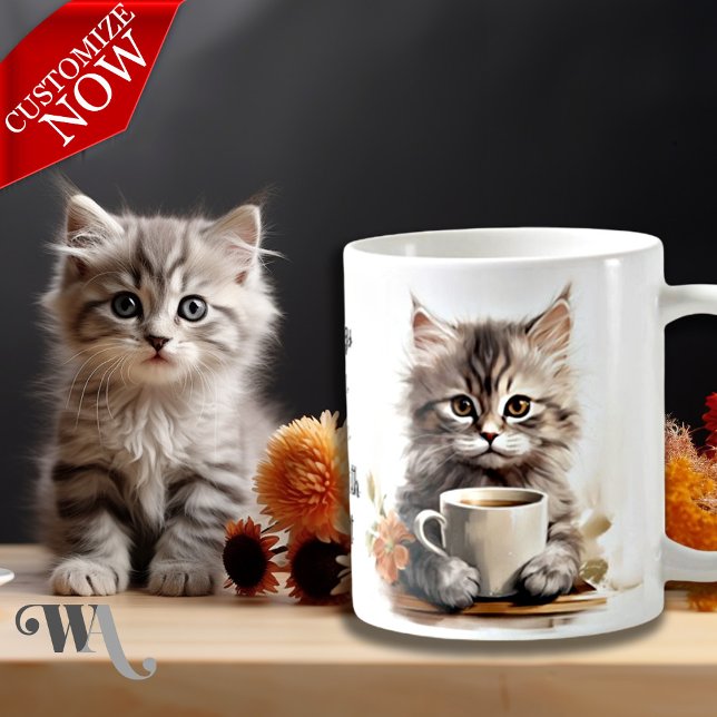 Kaffe med mitt katt kaffemugg (Easy to customize text )