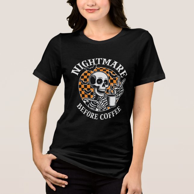 Kaffe med roligt julskeleton t shirt (Framsida)
