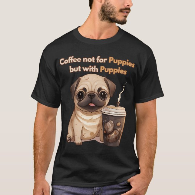 Kaffe med söta valpar t shirt (Framsida)