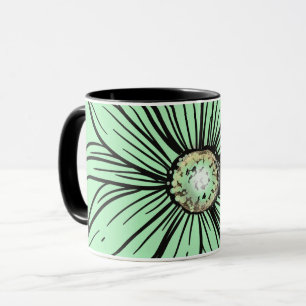 Kaffe med stenande mynta och svart grönt mugg