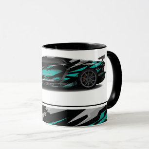 Kaffe med två ton Mugg i sportbil