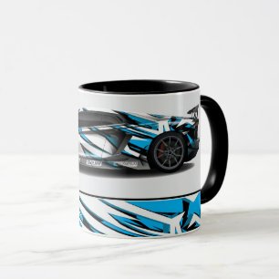 Kaffe med två ton Mugg i sportbil