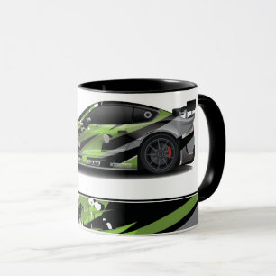 Kaffe med två ton Mugg i sportbil