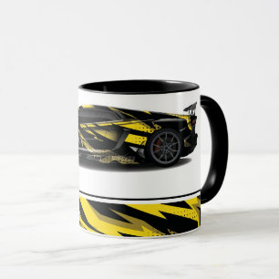 Kaffe med två ton Mugg i sportbil