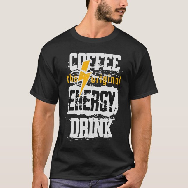 Kaffe med ursprunglig energidräneringslampa t shirt (Framsida)