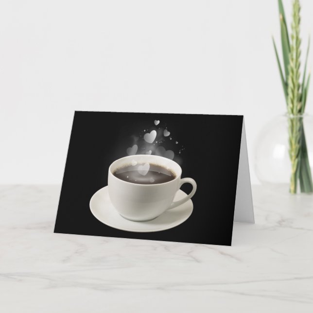 Kaffe med Valentine Hearts Helgkort (Framsida)