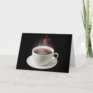 Kaffe med Valentine Hearts Helgkort