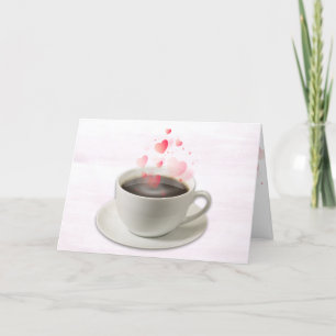 Kaffe med Valentine Hearts på Rosa Helgkort