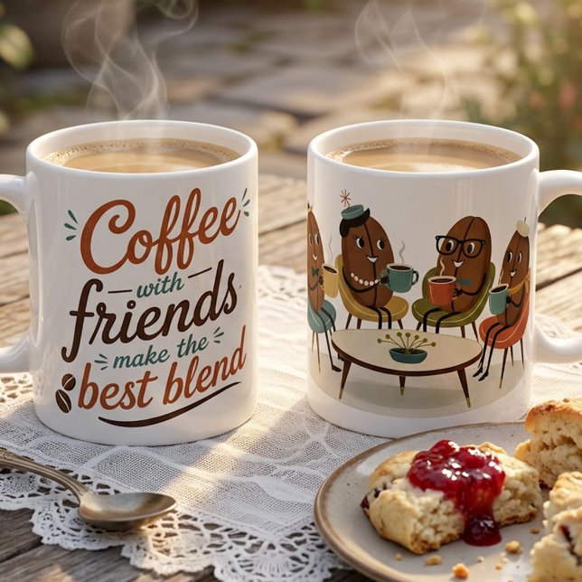 Kaffe med vänner kaffemugg (Skapare uppladdad)