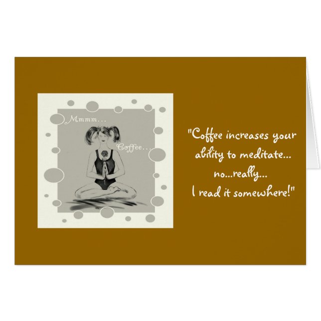 Kaffe/meditation+Yogahumor Hälsningskort (Framsidan Horizontal)