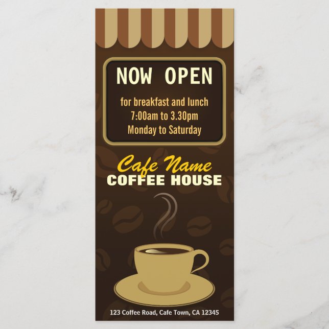 Kaffe-Menu-kaffekaffekort Kopp-caférackkort Meny (Framsida)