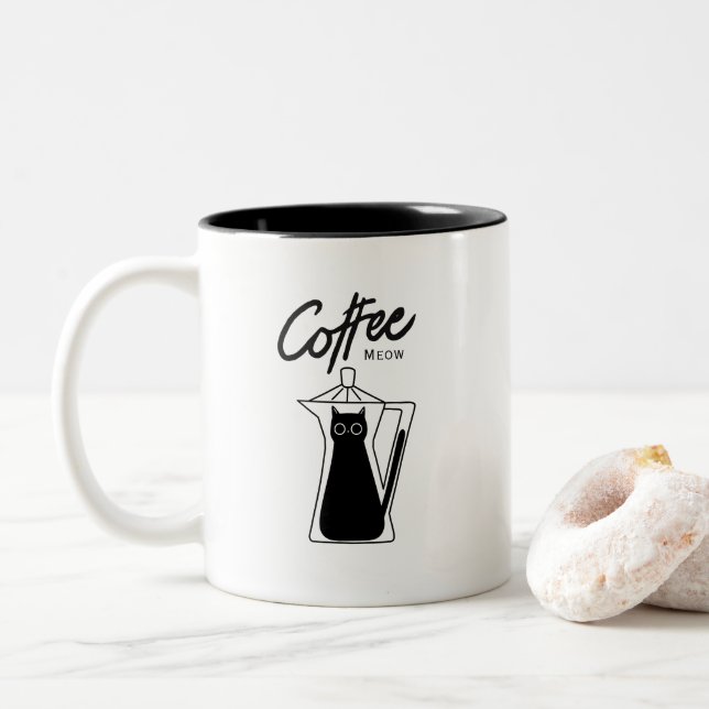 Kaffe Meow Söt Katt Kaffe Maskin Mugg (Med munk)