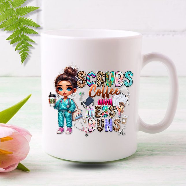Kaffe, Messy Buns Nurse Kaffemugg (Skapare uppladdad)