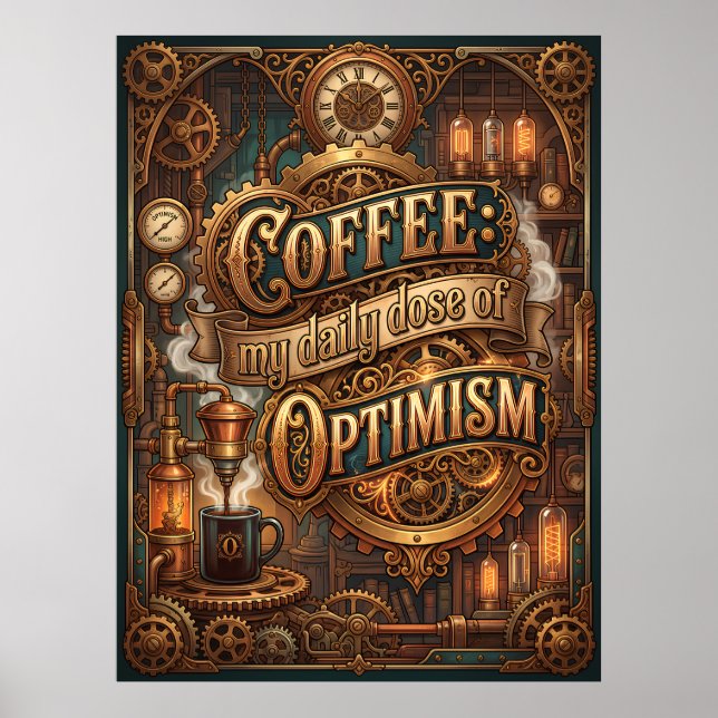 kaffe min dagliga dos av optimism poster (Framsidan)