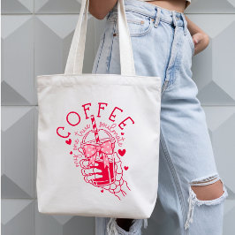 Kaffe Min Ende Sanna Själskamrat Röda Hjärtan Skel Tygkasse