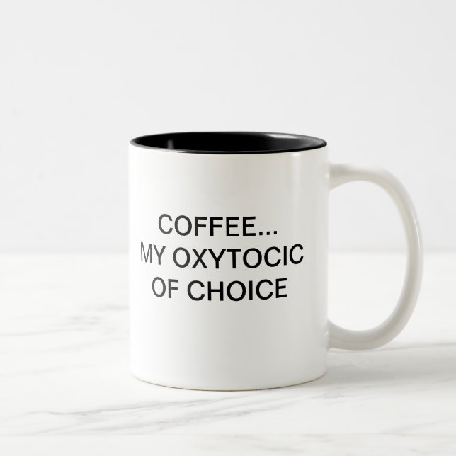 KAFFE…, MITT OXYTOCIC AV PRIMAT Två-Tonad MUGG (Höger)