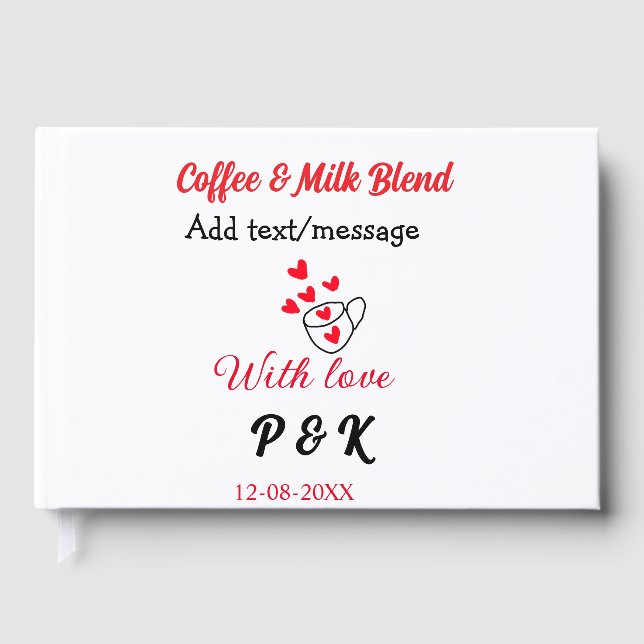 Kaffe & mjölk blandning kärlek par kaffe rött hjär gästböcker (Framsida)