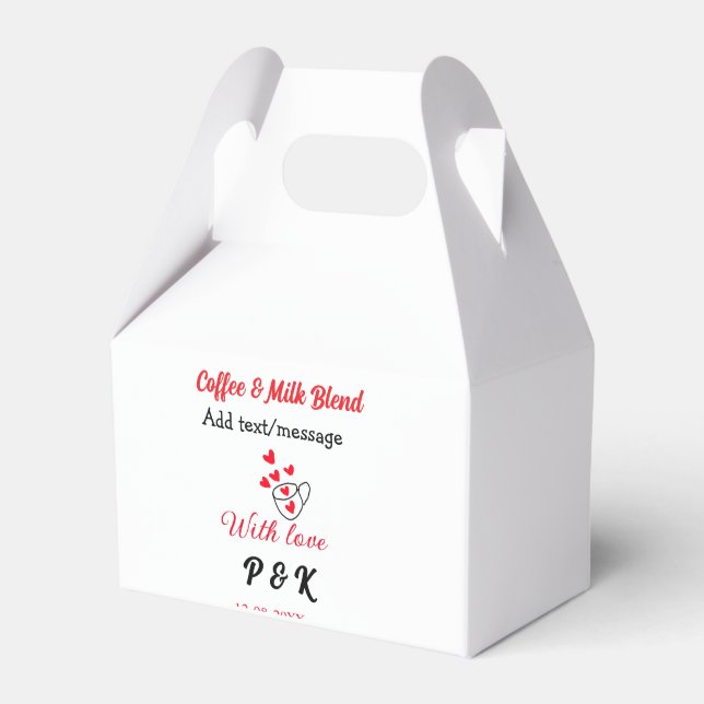 Kaffe & mjölkblandning kärlek par kaffe rött hjärt presentaskar (Framsidan Sidan)
