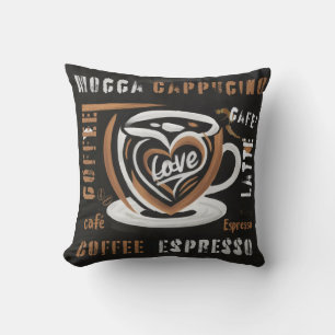 Kaffe Mocca Cappucino Esspreso Cafe'Latte Kudde
