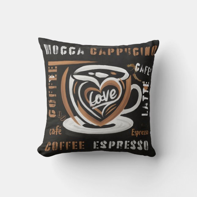 Kaffe Mocca Cappucino Esspreso Cafe'Latte Kudde (Framsida)