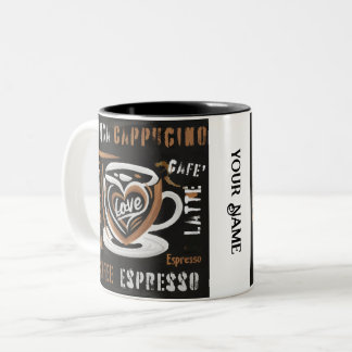 Kaffe Mocca Cappucino Esspreso Cafe'Latte Två-Tonad Mugg