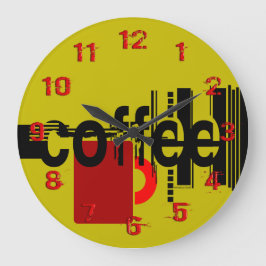 Kaffe, modern, minimalistisk numrerad lås stor klocka