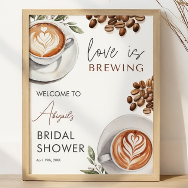 Kaffe-Möhippa - 16 x 20 välkomstplats Poster (Coffee Bridal Shower - 16x20 Welcome Poster
)
